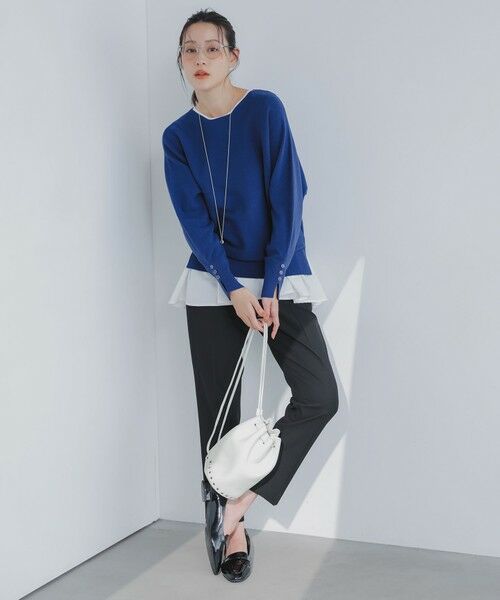 L size ONWARD(大きいサイズ) / エルサイズオンワード カットソー | スムースコンビペプラム カットソー | 詳細4