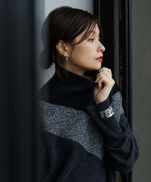 L size ONWARD(大きいサイズ) / エルサイズオンワード ニット・セーター | ソフトカシミヤミックス インターシャ ハイネックニット | 詳細1