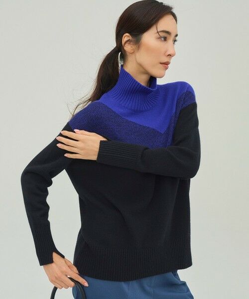 L size ONWARD(大きいサイズ) / エルサイズオンワード ニット・セーター | ソフトカシミヤミックス インターシャ ハイネックニット | 詳細6