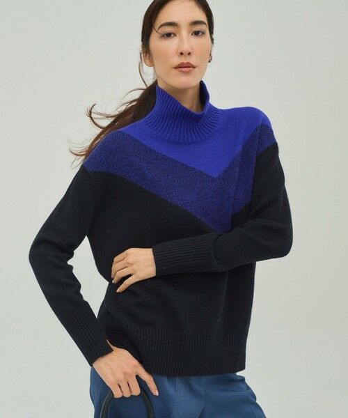 L size ONWARD(大きいサイズ) / エルサイズオンワード ニット・セーター | ソフトカシミヤミックス インターシャ ハイネックニット | 詳細7