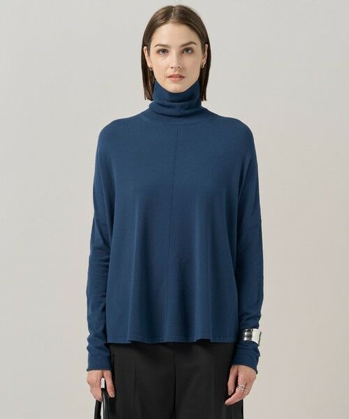 L size ONWARD(大きいサイズ) / エルサイズオンワード ニット・セーター | 【新色追加・WEB限定カラーあり】 ヴィスコースワイド タートルネックプルオーバー(ブルーグレー)