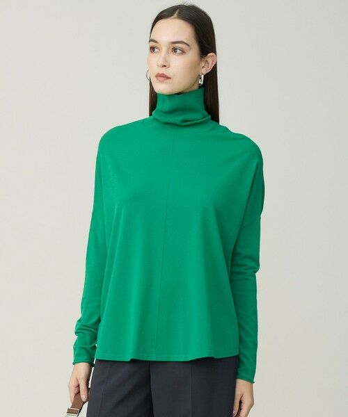 L size ONWARD(大きいサイズ) / エルサイズオンワード ニット・セーター | 【新色追加・WEB限定カラーあり】 ヴィスコースワイド タートルネックプルオーバー(グリーン)