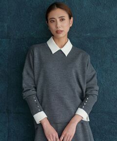 L size ONWARD(大きいサイズ) / エルサイズオンワード ニット・セーター | 【洗える】 シルキーウールダブルフェイス ニットプルオーバー