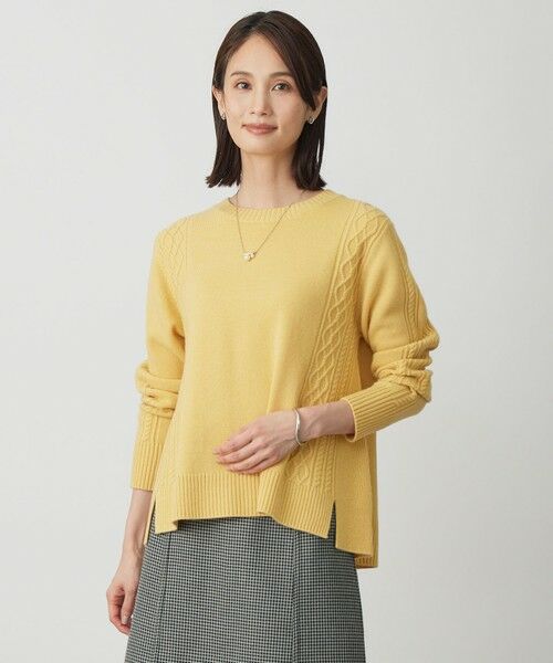 L size ONWARD(大きいサイズ) / エルサイズオンワード ニット・セーター | 【WEB限定カラーあり】CAT クルーネック ニット(イエロー系)