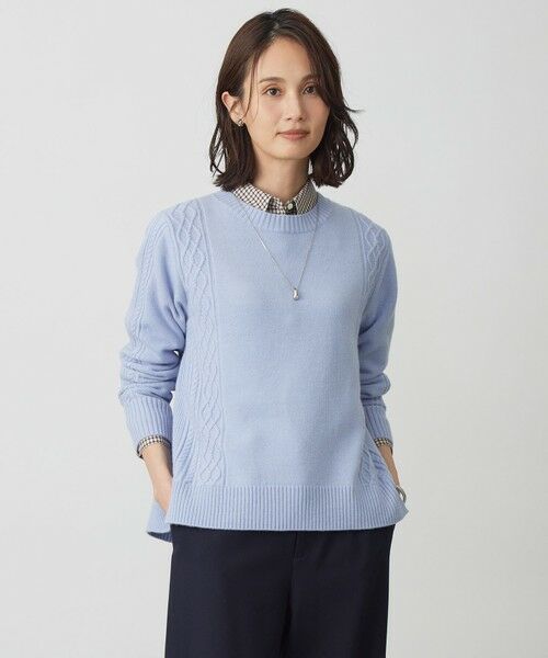 L size ONWARD(大きいサイズ) / エルサイズオンワード ニット・セーター | 【WEB限定カラーあり】CAT クルーネック ニット(サックス系)