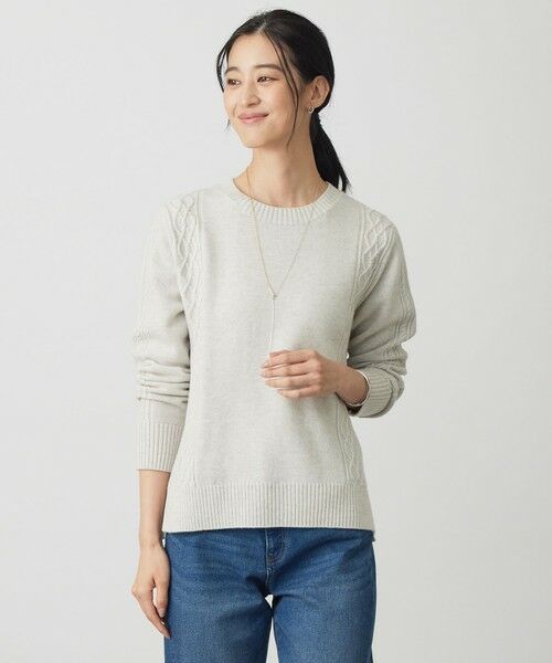 L size ONWARD(大きいサイズ)/エルサイズオンワード 【WEB限定カラーあり】CAT クルーネック ニット ライトグレー系 T15