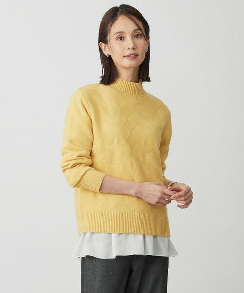 L size ONWARD(大きいサイズ)/エルサイズオンワード 【WEB限定カラーあり】CAT ハイネック ニット イエロー系 T15