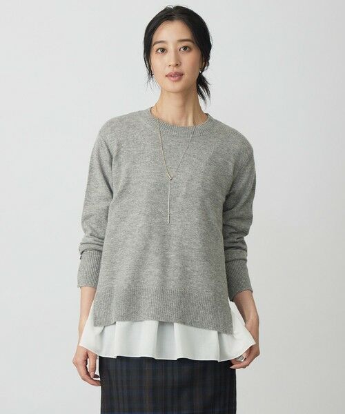 L size ONWARD(大きいサイズ) / エルサイズオンワード ニット・セーター | CASHMERE BLEND クルーネック ニット(トップグレー系)