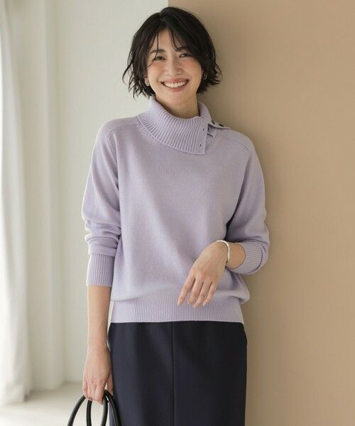L size ONWARD(大きいサイズ) / エルサイズオンワード ニット・セーター | CASHMERE BLEND 襟付き ニット(ラベンダー系)