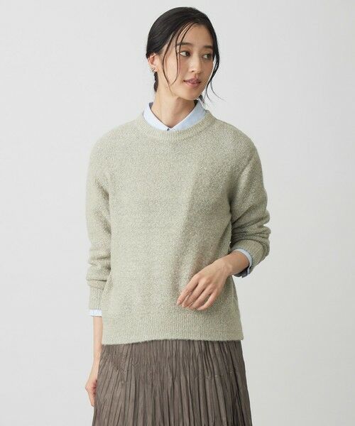 L size ONWARD(大きいサイズ)/エルサイズオンワード SHINE クルーネック ニット シルバーグレー系 T13