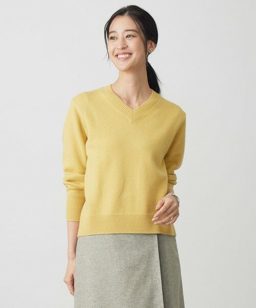 L size ONWARD(大きいサイズ)/エルサイズオンワード CASHBIT NEO Vネック ニット イエロー系 T13 L size ONWARD(大きいサイズ)/エルサイズオンワード CASHBIT NEO Vネック ニット イエロー系 T13