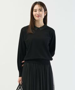 L size ONWARD(大きいサイズ) / エルサイズオンワード ニット・セーター | レーヨンストレッチ 刺?襟 ニット