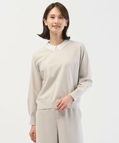 L size ONWARD(大きいサイズ) / エルサイズオンワード ニット・セーター | レーヨンストレッチ 刺?襟 ニット