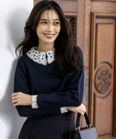 L size ONWARD(大きいサイズ) / エルサイズオンワード ニット・セーター | レース襟 ニット