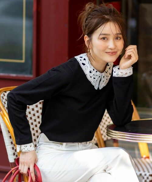 L size ONWARD(大きいサイズ) / エルサイズオンワード ニット・セーター | レース襟 ニット | 詳細4