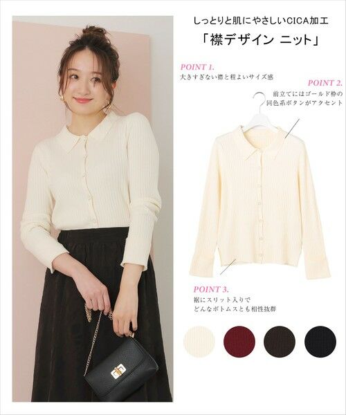 L size ONWARD(大きいサイズ) / エルサイズオンワード ニット・セーター | CICA加工 襟デザイン ニット | 詳細3