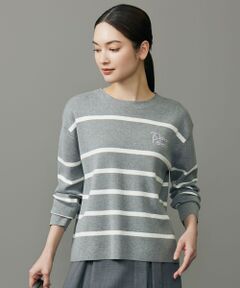 L size ONWARD(大きいサイズ) / エルサイズオンワード ニット・セーター | コットンウールハイゲージボーダー ニット