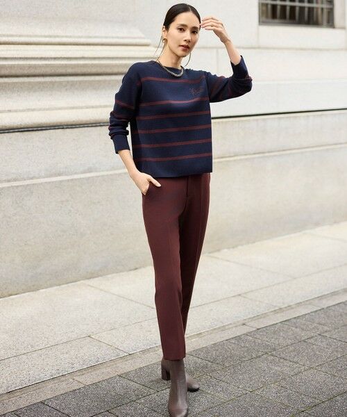 L size ONWARD(大きいサイズ) / エルサイズオンワード ニット・セーター | コットンウールハイゲージボーダー ニット | 詳細12