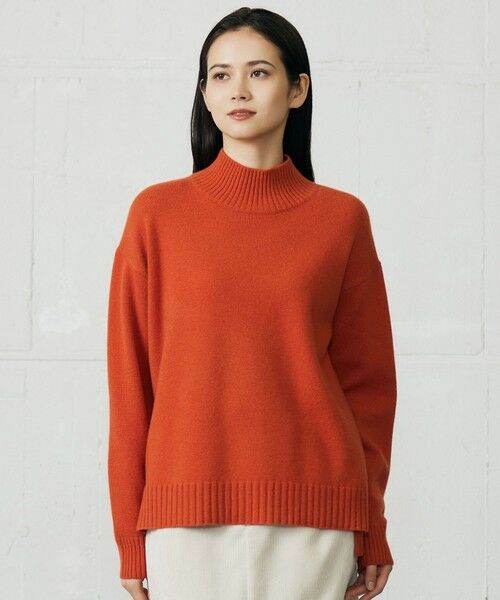 L size ONWARD(大きいサイズ)/エルサイズオンワード ウールカシミヤブレンドハイネック ニット オレンジ 44 L size ONWARD(大きいサイズ)/エルサイズオンワード ウールカシミヤブレンドハイネック ニット オレンジ 44