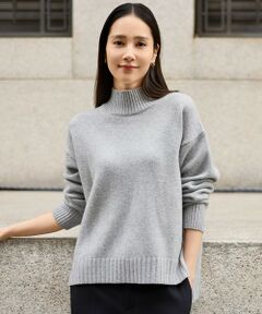 L size ONWARD(大きいサイズ) / エルサイズオンワード ニット・セーター | ウールカシミヤブレンドスパンコールハイネック ニット
