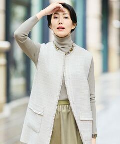 L size ONWARD(大きいサイズ) / エルサイズオンワード ニット・セーター | 【SHIHOさん着用】ウールシルクミックスインナー ニット