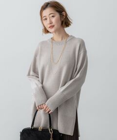 【見上愛さん着用/Oggi掲載/洗える】カシミヤブレンド サイドジップ  ニットチュニック