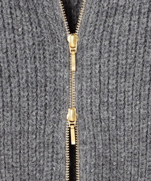 L size ONWARD(大きいサイズ) / エルサイズオンワード ブルゾン | 【洗える】スパンコールバルキー ダブルジップ ニットブルゾン | 詳細15