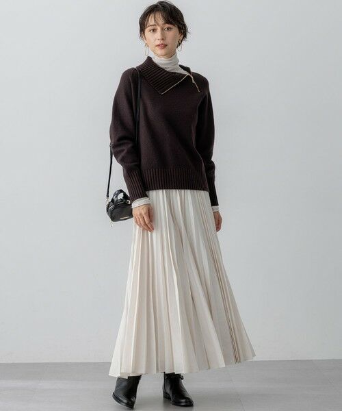 L size ONWARD(大きいサイズ) / エルサイズオンワード ニット・セーター | ボイルドウールコンビ ジップ タートルニット | 詳細9