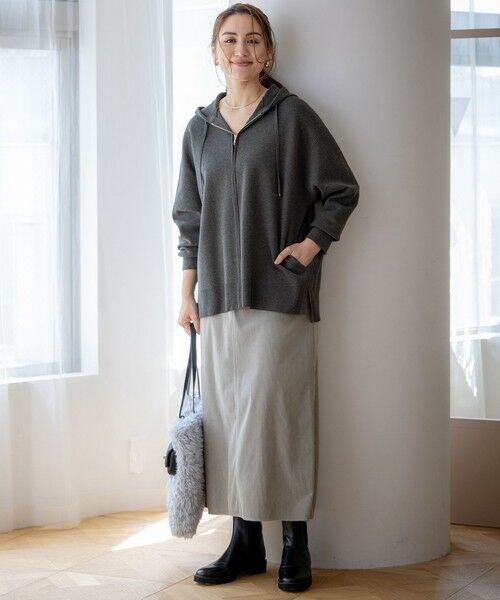 L size ONWARD(大きいサイズ) / エルサイズオンワード パーカー | 【Lサイズ限定/洗える】ヴィスコースストレッチ ニット パーカー | 詳細2