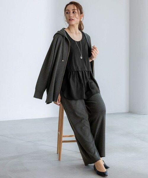 L size ONWARD(大きいサイズ) / エルサイズオンワード パーカー | 【Lサイズ限定/洗える】ヴィスコースストレッチ ニット パーカー | 詳細4