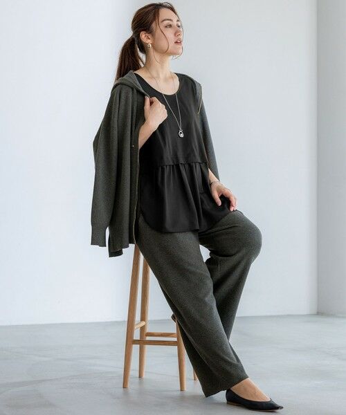 L size ONWARD(大きいサイズ) / エルサイズオンワード パーカー | 【Lサイズ限定/洗える】ヴィスコースストレッチ ニット パーカー | 詳細5