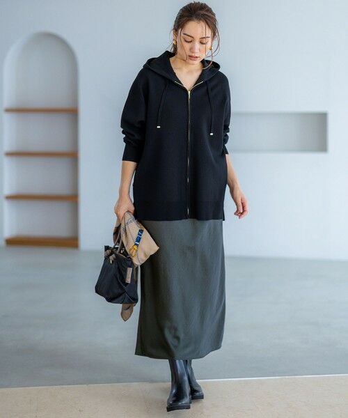 L size ONWARD(大きいサイズ) / エルサイズオンワード パーカー | 【Lサイズ限定/洗える】ヴィスコースストレッチ ニット パーカー | 詳細14