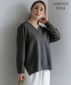 L size ONWARD(大きいサイズ) / エルサイズオンワード ニット・セーター | 【Lサイズ限定/洗える】ヴィスコースストレッチ Ｖネック ニット