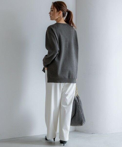 L size ONWARD(大きいサイズ) / エルサイズオンワード ニット・セーター | 【Lサイズ限定/洗える】ヴィスコースストレッチ Vネック ニット | 詳細3