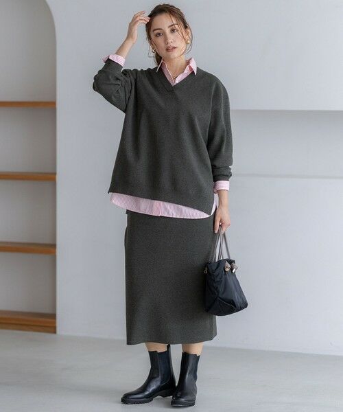 L size ONWARD(大きいサイズ) / エルサイズオンワード ニット・セーター | 【Lサイズ限定/洗える】ヴィスコースストレッチ Vネック ニット | 詳細4