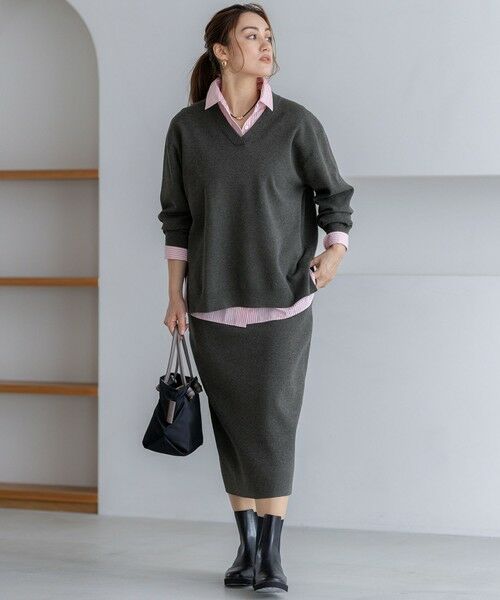L size ONWARD(大きいサイズ) / エルサイズオンワード ニット・セーター | 【Lサイズ限定/洗える】ヴィスコースストレッチ Vネック ニット | 詳細5
