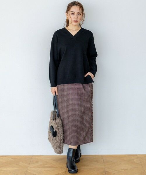 L size ONWARD(大きいサイズ) / エルサイズオンワード ニット・セーター | 【Lサイズ限定/洗える】ヴィスコースストレッチ Vネック ニット | 詳細9