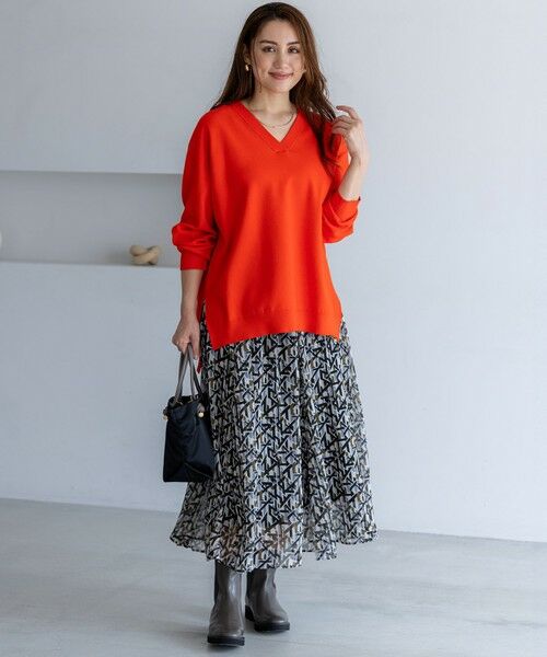 L size ONWARD(大きいサイズ) / エルサイズオンワード ニット・セーター | 【Lサイズ限定/洗える】ヴィスコースストレッチ Vネック ニット | 詳細12