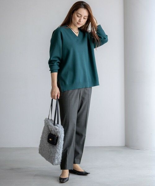 L size ONWARD(大きいサイズ) / エルサイズオンワード ニット・セーター | 【Lサイズ限定/洗える】ヴィスコースストレッチ Vネック ニット | 詳細17
