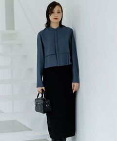 L size ONWARD(大きいサイズ) / エルサイズオンワード ロング・マキシ丈ワンピース | 【洗える】ウールワッシャーツイル シャツドッキング ワンピース