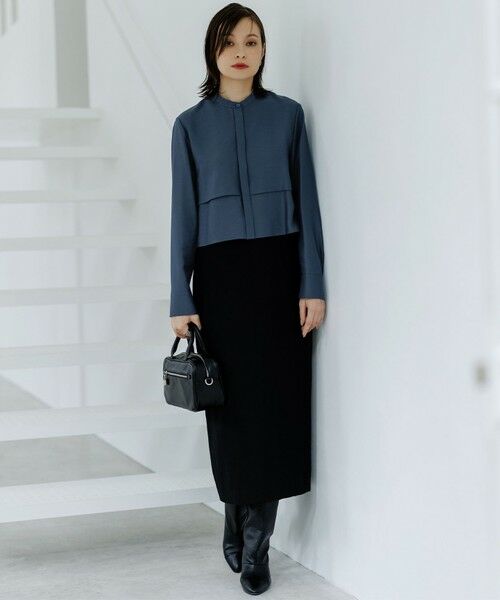 L size ONWARD(大きいサイズ) / エルサイズオンワード ロング・マキシ丈ワンピース | 【洗える】ウールワッシャーツイル シャツドッキング ワンピース | 詳細2