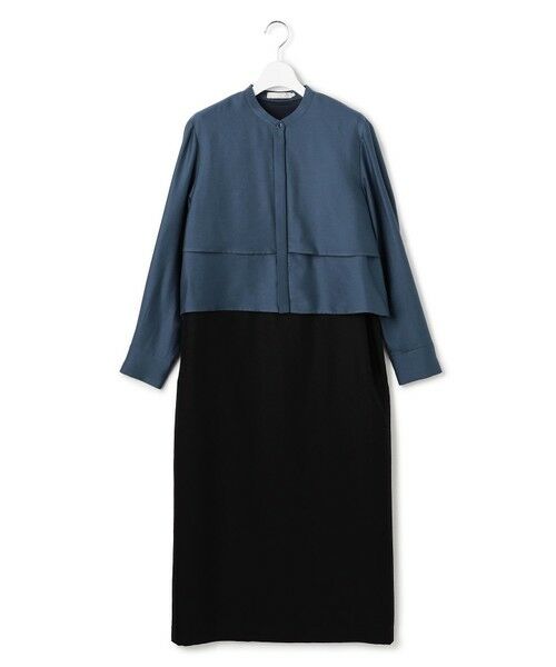 L size ONWARD(大きいサイズ) / エルサイズオンワード ロング・マキシ丈ワンピース | 【洗える】ウールワッシャーツイル シャツドッキング ワンピース | 詳細5