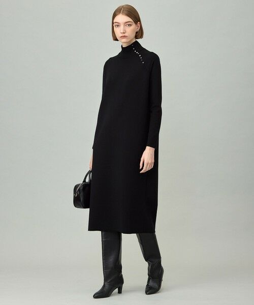 L size ONWARD(大きいサイズ) / エルサイズオンワード ミニ丈・ひざ丈ワンピース | 【洗える】 シルキーウールダブルフェイス ハイネックニットワンピース | 詳細11