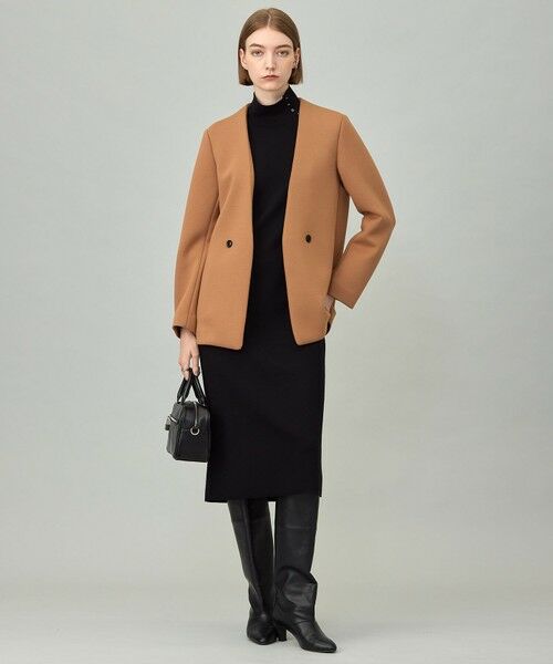 L size ONWARD(大きいサイズ) / エルサイズオンワード ミニ丈・ひざ丈ワンピース | 【洗える】 シルキーウールダブルフェイス ハイネックニットワンピース | 詳細13