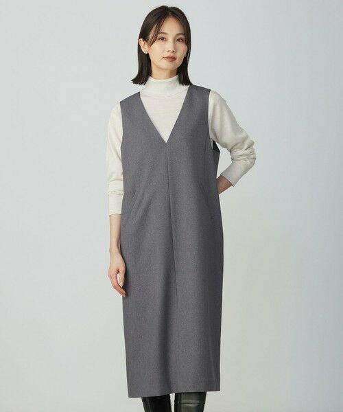 L size ONWARD(大きいサイズ)/エルサイズオンワード 【洗える】ツムギートflannel ジャンパースカート グレー系 T15 L size ONWARD(大きいサイズ)/エルサイズオンワード 【洗える】ツムギートflannel ジャンパースカート グレー系 T15