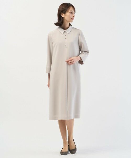 L size ONWARD(大きいサイズ) / エルサイズオンワード ドレス | 【2way】セラテリーダブルクロス 襟付き ワンピース | 詳細8