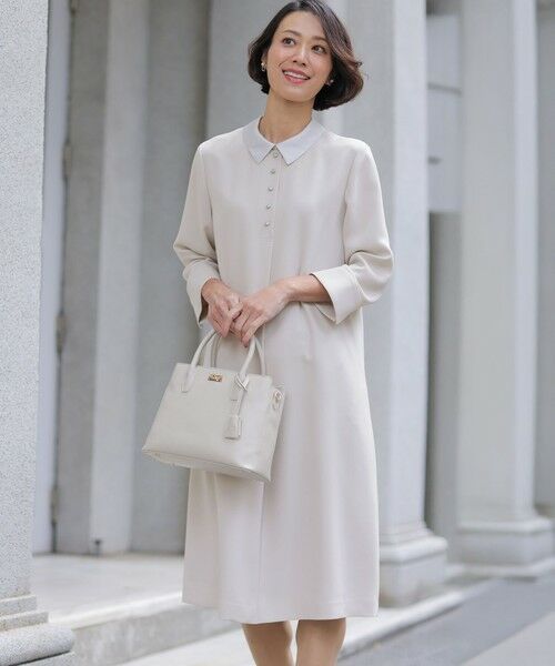 L size ONWARD(大きいサイズ) / エルサイズオンワード ドレス | 【2way】セラテリーダブルクロス 襟付き ワンピース | 詳細7