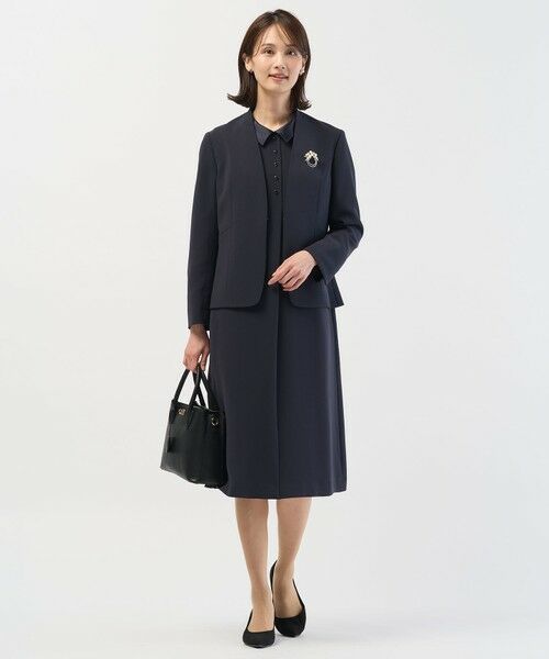 L size ONWARD(大きいサイズ) / エルサイズオンワード ドレス | 【2way】セラテリーダブルクロス 襟付き ワンピース | 詳細27