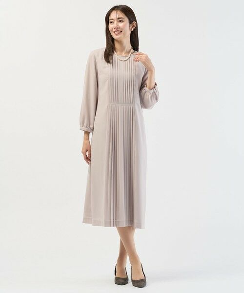 L size ONWARD(大きいサイズ) / エルサイズオンワード ロング・マキシ丈ワンピース | ノルディス2wayジョーゼット フロントプリーツ ワンピース | 詳細8