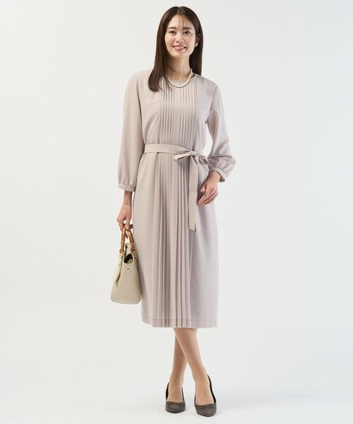L size ONWARD(大きいサイズ) / エルサイズオンワード ロング・マキシ丈ワンピース | ノルディス2wayジョーゼット フロントプリーツ ワンピース | 詳細7